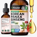 BIO KRAUTER Panax Ginseng kivonat folyadék - koreai Red Ginseng kiegészítés alkohol mentes - Immuntámogatás - Vegan, Sugar Free - 2 Fl.Oz.