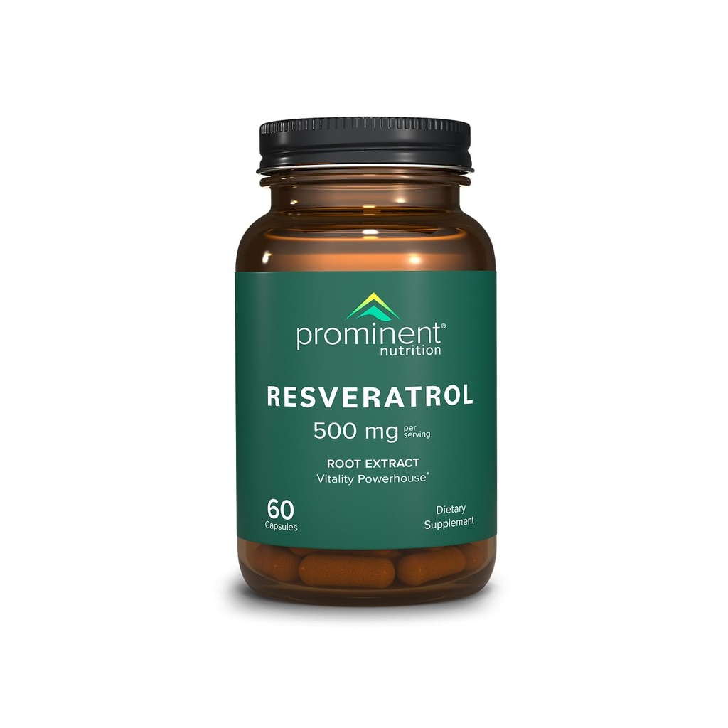 Prominent Nutrition Resveratrol Supplement, Anti-Aging und Immununterstützung, 98% Pure Trans-Resveratrol Supplement, 500 mg, 30 Tage Versorgung - 1 Pack