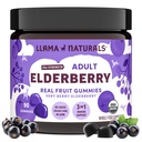 Llama Naturals Elderberry Gummies für Erwachsene, Vegan, Organische Immununterstützung Ergänzung mit Vitamin C und Zink, Echte Frucht Gummy Vitamine für Immunität, Kaubar, Ohne Zusatz Zuckerrohr, 90 Ct