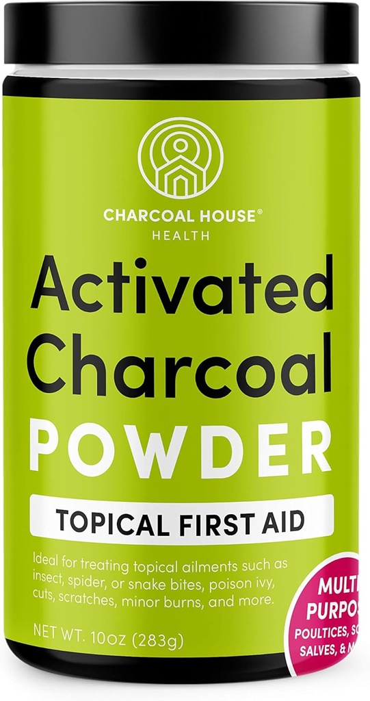 Charcoin House Hardwood actived charcoin powder - Topical First Aid for Making Charcoin Points, Charcoin Foot Soaks, Charcoin Baths & More! - 10oz