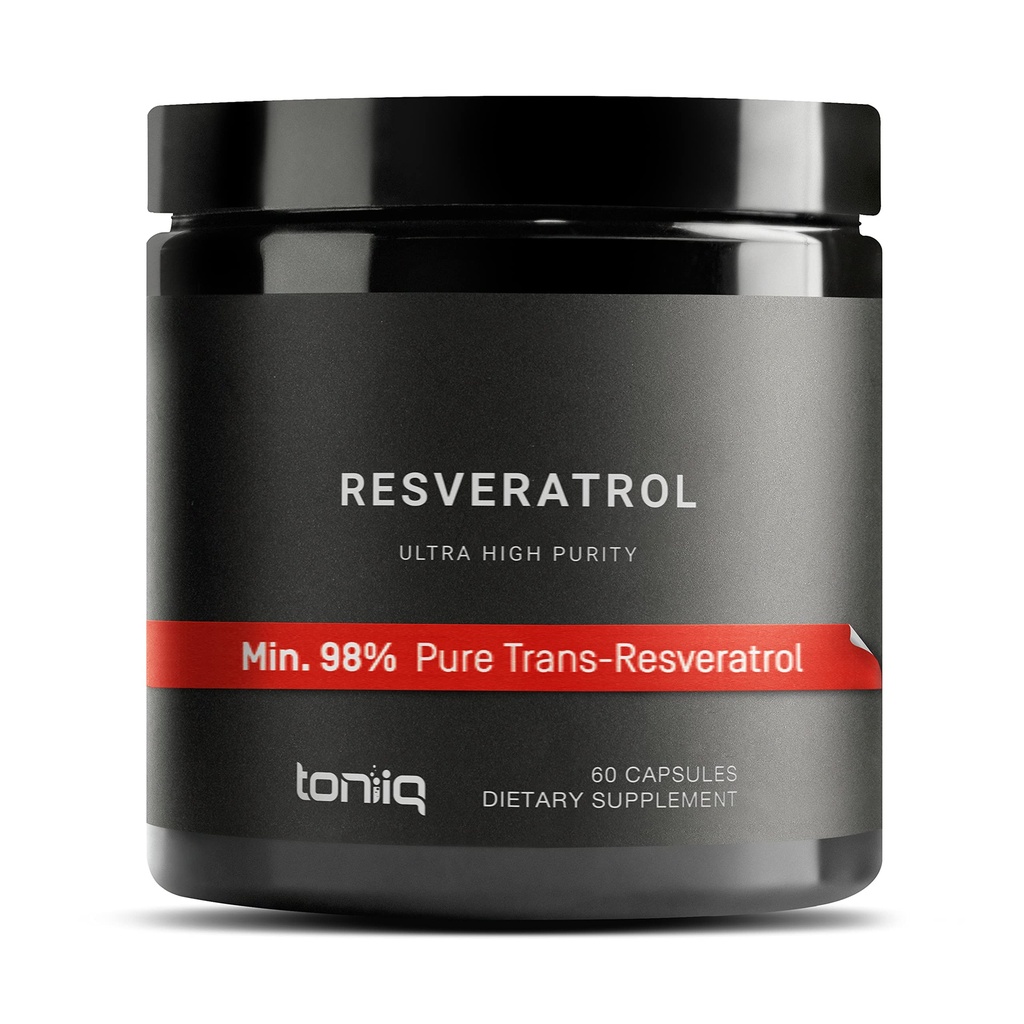Toniiq Ultra High Purity Resveratrol Kapseln - 98% Trans-Resveratrol - Hoch gereinigt und Bioverfügbar - 60 Caps Reservatrol Ergänzung