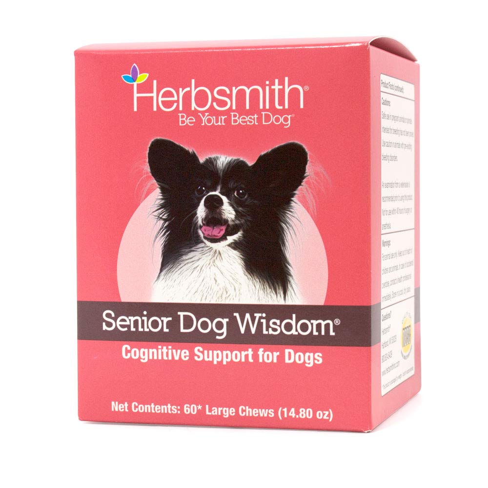 Herbsmith Senior Dog Wisdom – Dog Dementia Supplement – DHA for Senior Dog Brain Health - Senior Supplement for Dogs- 60ct Large Chews