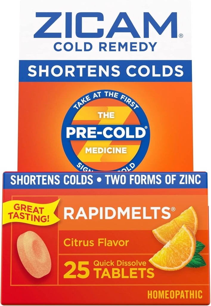 Zicam Cold Remedy Cink Rapidmelts, Citrus Flavor, 25 Count (2-es csomag)