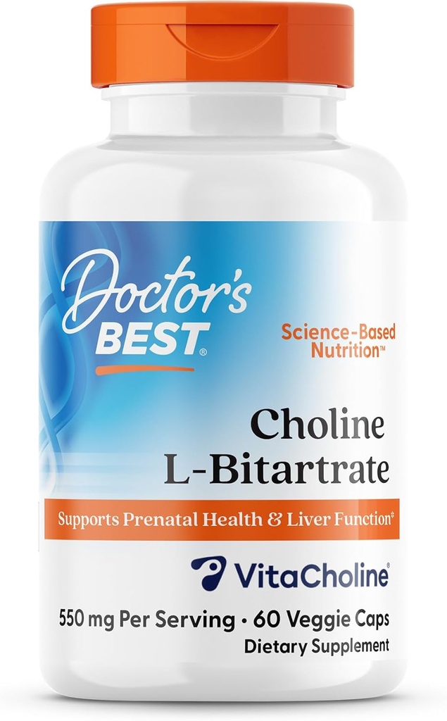 Doktor legjobb kolin L- bitartarát (VitaColine), Támogatja a Prenatal Health & Máj funkció, Non-GMO, Gluten Free, Soy Free, Vegan 60 Veggie Caps