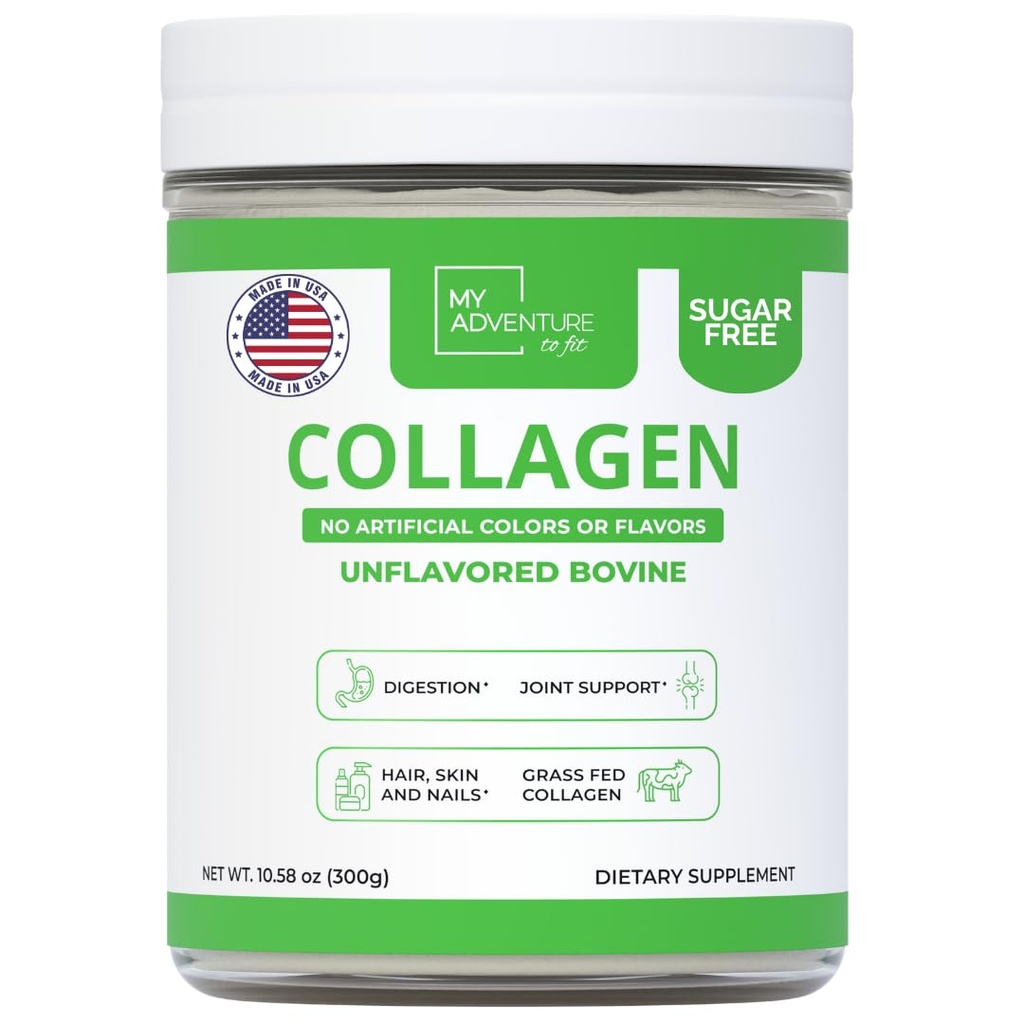My Adventure to Fit Hydrolyzed Collagen für Frauen - Gras Fed Collagen Powder für Muskelwachstum & Collagen Protein Powder - Keto Collagen Powder für Gelenke & Gut Health - Unflavored Bovine 300g