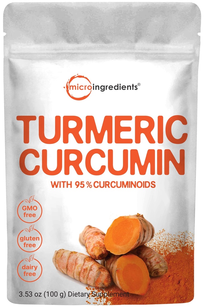 Kurkumaextrakt 95% Curcuminoide (Natural Turmeric Extract and Turmeric Supplements), 100 Gramm, Reich an Antioxidantien für Gelenk- und Immununterstützung, keine GVO, Vegan Friendly, Indien Herkunft