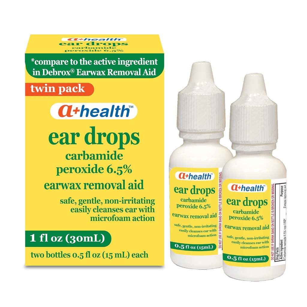 A + Health Earvial Removal Drop, Carbamid Peroxid 6,5%, Készült az USA, Twin Pack, 1 fl Ounce (Két 0,5 fl oz palack)