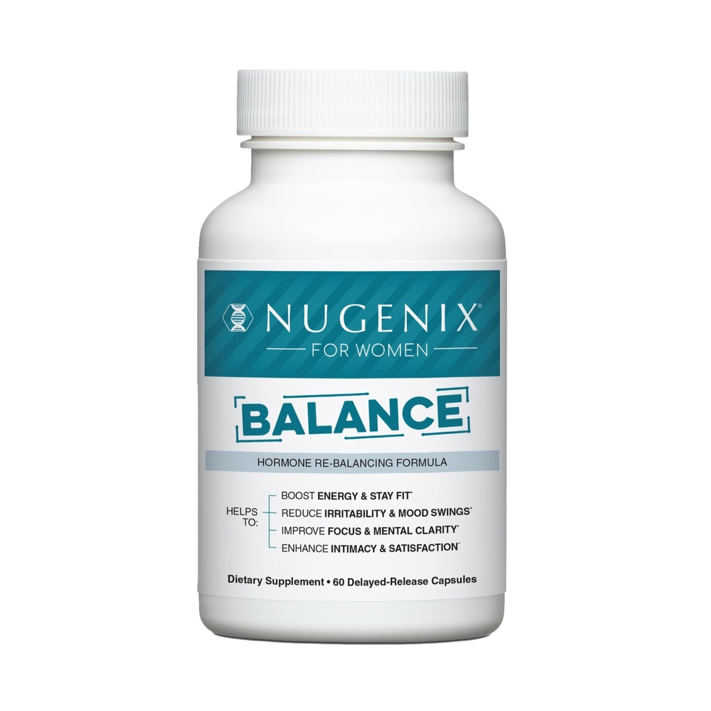 Nugenix für Frauen Balance - Hormon Balance für Frauen, Boost Energy, Verbesserung Fokus & Mental Clarity, Wiederherstellen Hormonal Balance, Menopause, Ashwagandha KSM-66, Turmeric, Vitamin D, DIM, 60 Count