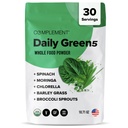 Komplement Daily Greens Powder, Super Greens Powder Superfood- Wholefoods, Bio Chlorella Powder, Gerste Grass Juice Powder, Broccoli Sprouts- Immununterstützung, Gehirngesundheit, Metall Detox- 30 Servierungen