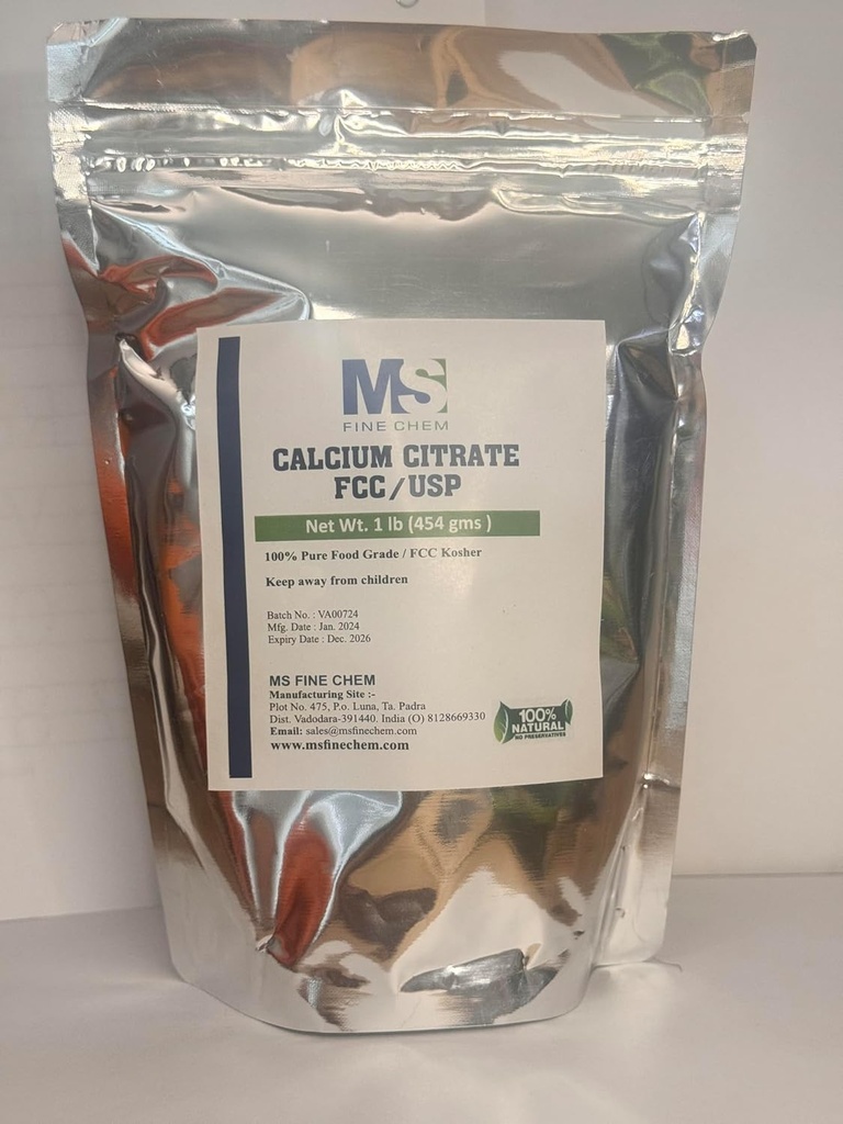 Calcium-Zitrat-Pulver - Calcium-Zitrat-Ergänzung, Calcium-Zitrat 1000mg - Glutenfrei, 4500mg (1000mg Calcium) pro Servierung - 1 lb
