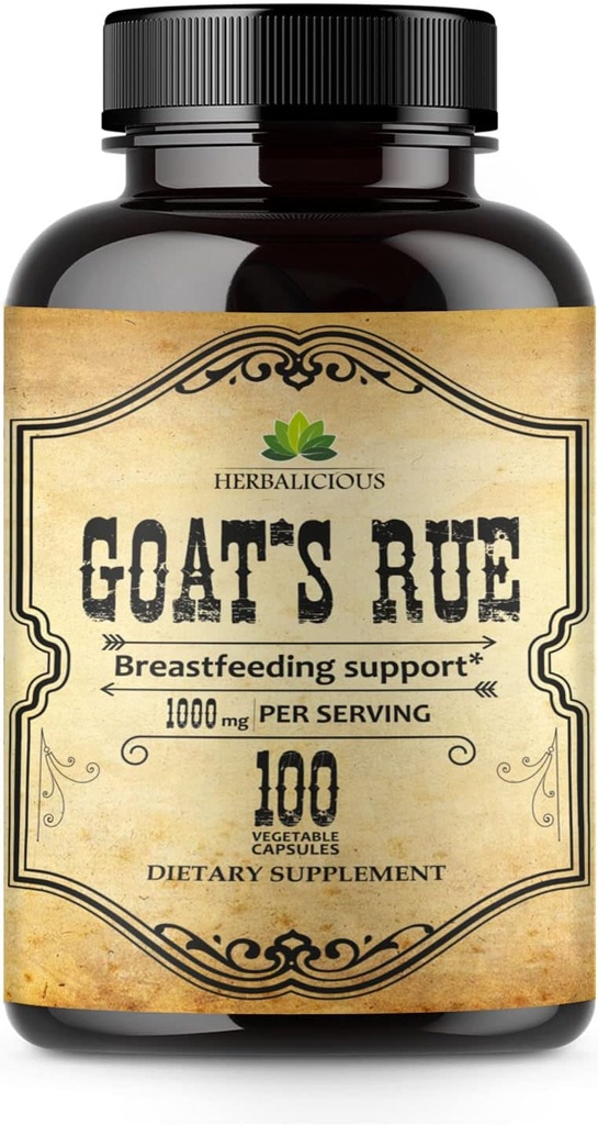 HERBALICIOUS Goat’s Rue Capsules 1000mg - Natürliche Ziegen Rue Kräuterergänzung - Natürliche Galega Officinalis für Brustfutter - Brustmilchproduktion Nahrungsergänzungsmittel Unterstützung - 100 Caps