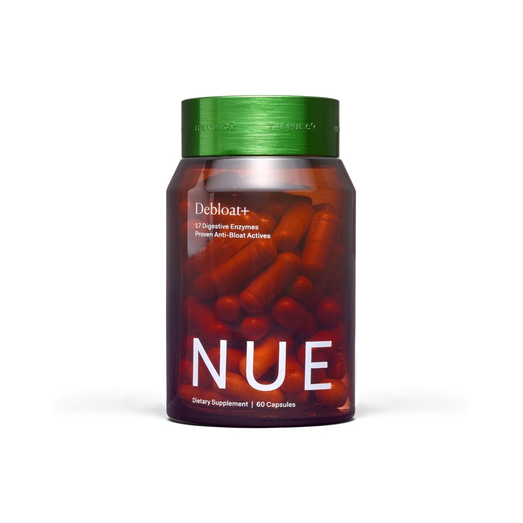 A Nue Co. DEBLOAT + Kiegészítő, puffadás, Soothes Gáz és hasi fájdalom, Immunrendszeri támogatás, Javítja a Gut Health, Vegan, Gluten Free, 60 kapszula