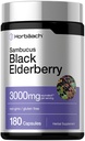 Horbäach Black Elderberry | 3000mg Kapseln | 180 Count | Non-GMO, Gluten Free | Sambucus Extract Supplement
