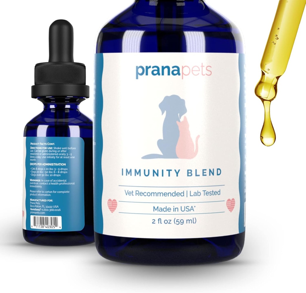 PranaPets Immunität Blend Supplement für Hunde & Katzen | Natürlich hilft, Fett und Schwäche in Haustieren zu verringern | Förderung erhöhter Energie, normale Appetit & Immununterstützung