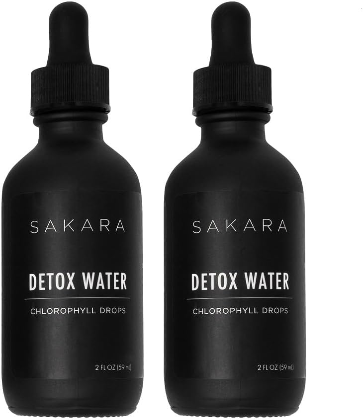 SAKARA Detox Wassertropfen, 60 Portionen - Chlorophyll Flüssigkeitstropfen, Chlorophyll Wasser für lymphatic Drainage, Körper-Detox-Getränk, natürliche Energieunterstützung, flüssige Chlorophyll Tropfen Nahrungsergänzung, Vitamine