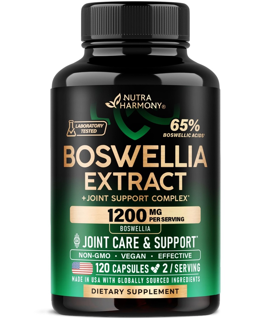Boswellia 1200mg - Boswellia Extract | Turmeric | Hyaluronsäure | MSM | Gleich - Joint Health & Comfort - Boswellia Serrata | 65% Boswellic Acid - für Herren & Frauen - Made in USA - 120 Kapseln