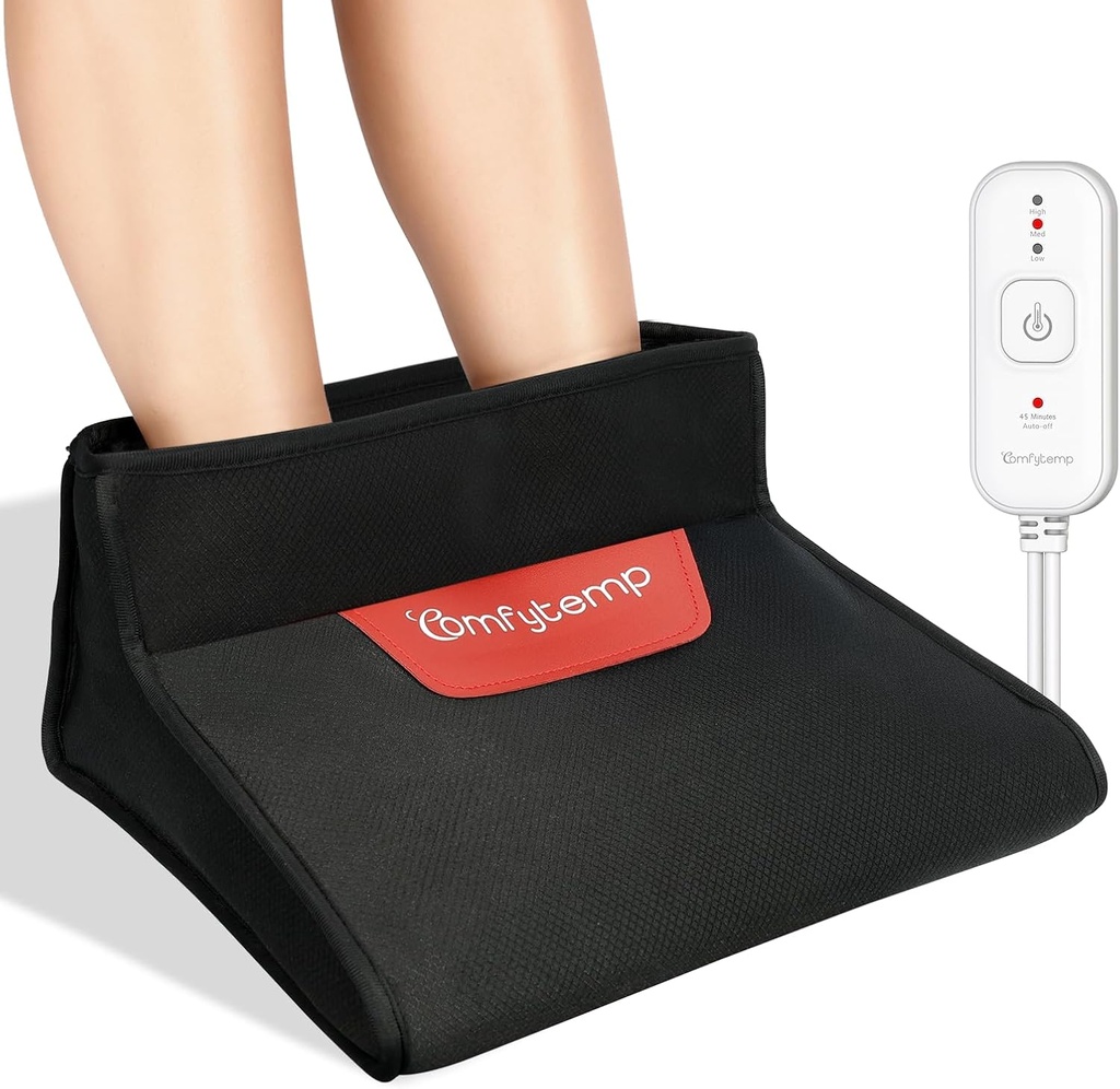 Comfytemple Electric Heated Warmer for Women and Women, 3D Foot Heating Pad for Cold Feet Ankles Relief, Dry Heat Feet Sanua Under Desk 45Auto Off with 3 Heat, Office Home Winter