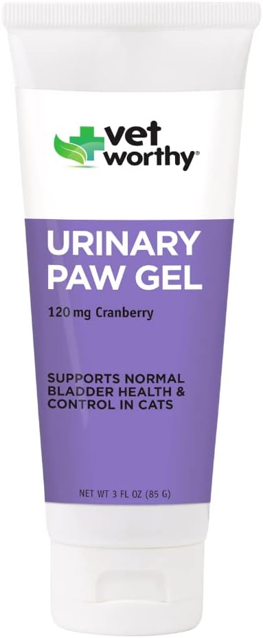Vet Worthy Urinary Paw Gel für Katzen - Nahrungsergänzungsmittel zur Unterstützung gesunder Harnwege und Blasengesundheit - Feline-Ergänzung mit Cranberry-Extrakt, L-Lysine und Vitamin C - Salmon Flavor, 3oz
