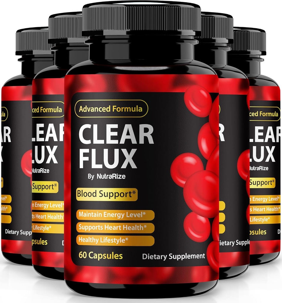 (5 Pack) Klare Flux Pillen, offizielle ClearFlux Kapseln, All-Natur-Unterstützung, Premium-Unterstützung zur Aufrechterhaltung stabiler Niveaus und gesunde Zirkulation, Natürliche klare Flux Health Review (300 Kapseln)