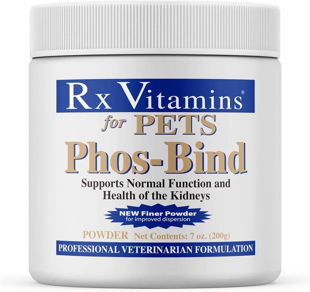 Rx Vitamins Phos-Bind - Kidney Support Supplement Powder - Phosphat-Binder für Katzen & Hunde für Nierengesundheit - Unterstützt normale Nierenreinigung und essentielle Nierenpflege - 200g
