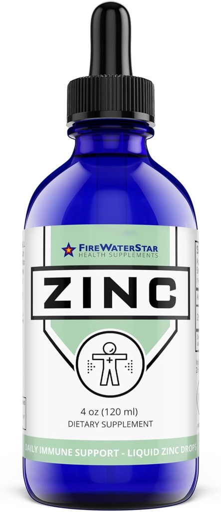 FWS Liquid Zink Ergänzung für Männer Frauen Kinder, Organic Non-GMO Vegan, Ionic Zink Sulfat Tropfen, Immunsystem erhöht gesunde Haut Unterstützung Gesamt Wellness, 60 Tage Versorgung, 4 Unzen