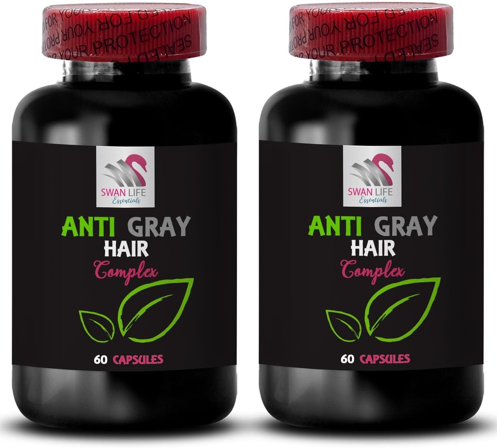 Anti gray hair pills - ANTI GRAY HAIR COMPLEX - Color balance, Gray hair control, Hair tone revival, Color revitalizer, Anti gray hair supplement, Color vitality booster, Fresh color 2 Bot 120 Caps