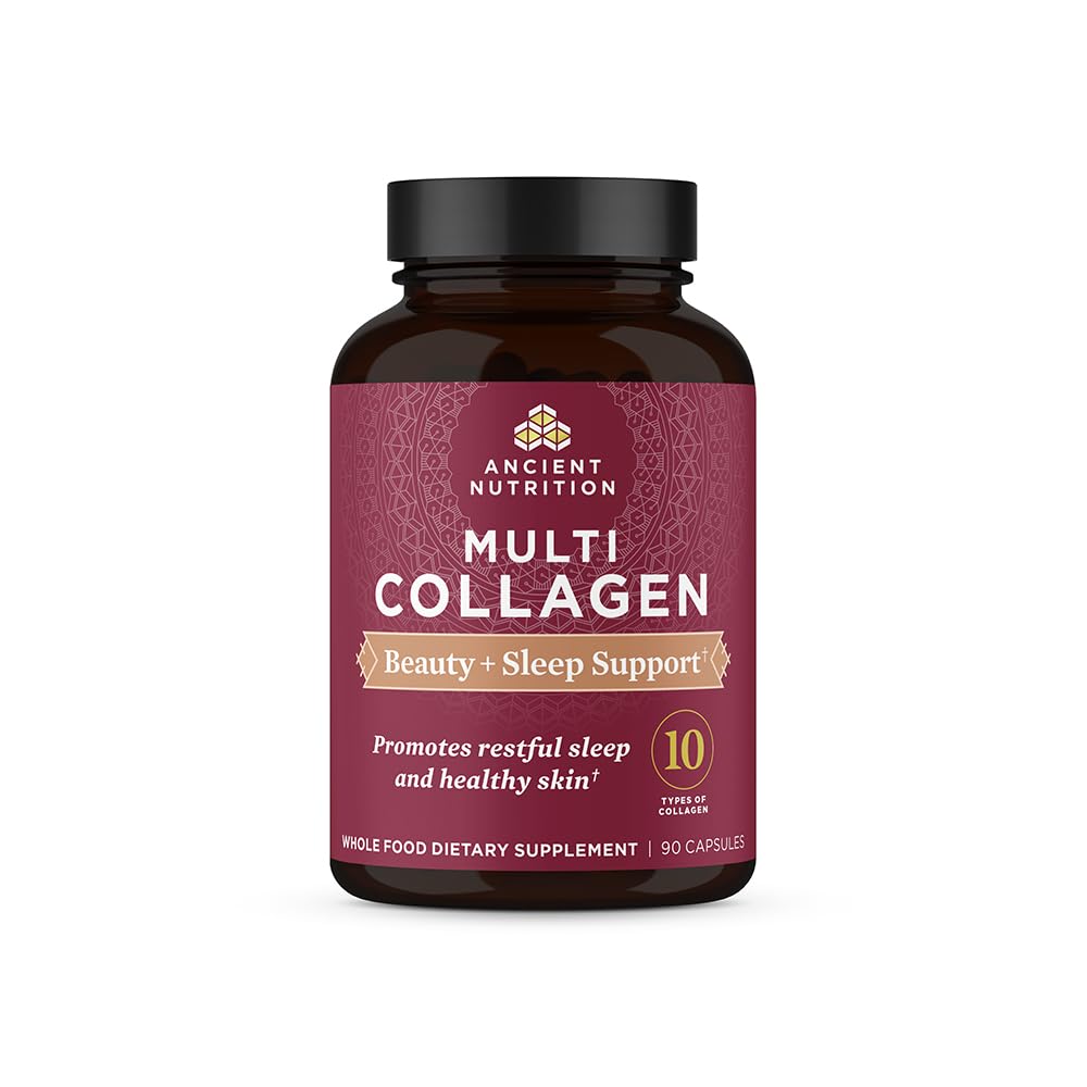 Antike Ernährung Collagen Pillen für Haare, Haut und Nägel, Schönheit + Schlaf 90 Ct, Collagen Supplement + Magnesium, unterstützt Haut und Nägel, Schlaf, Paleo und Keto freundlich, Glutenfrei