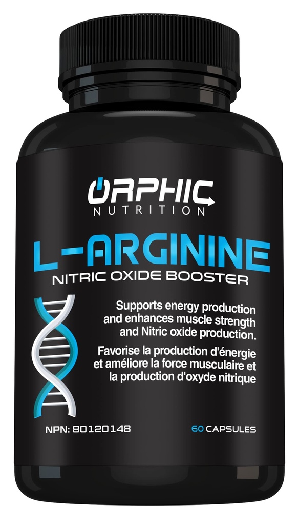 ORPHIC NUTRITION L Arginin Ergänzung für Männer 1000mg + - 60 Kapseln - L Citrullin und Stickstoffmonoxid Ergänzung zur Unterstützung Muskelgesundheit, Übung Ausdauer, Vaskularität, Herzgesundheit, Energieniveaus*