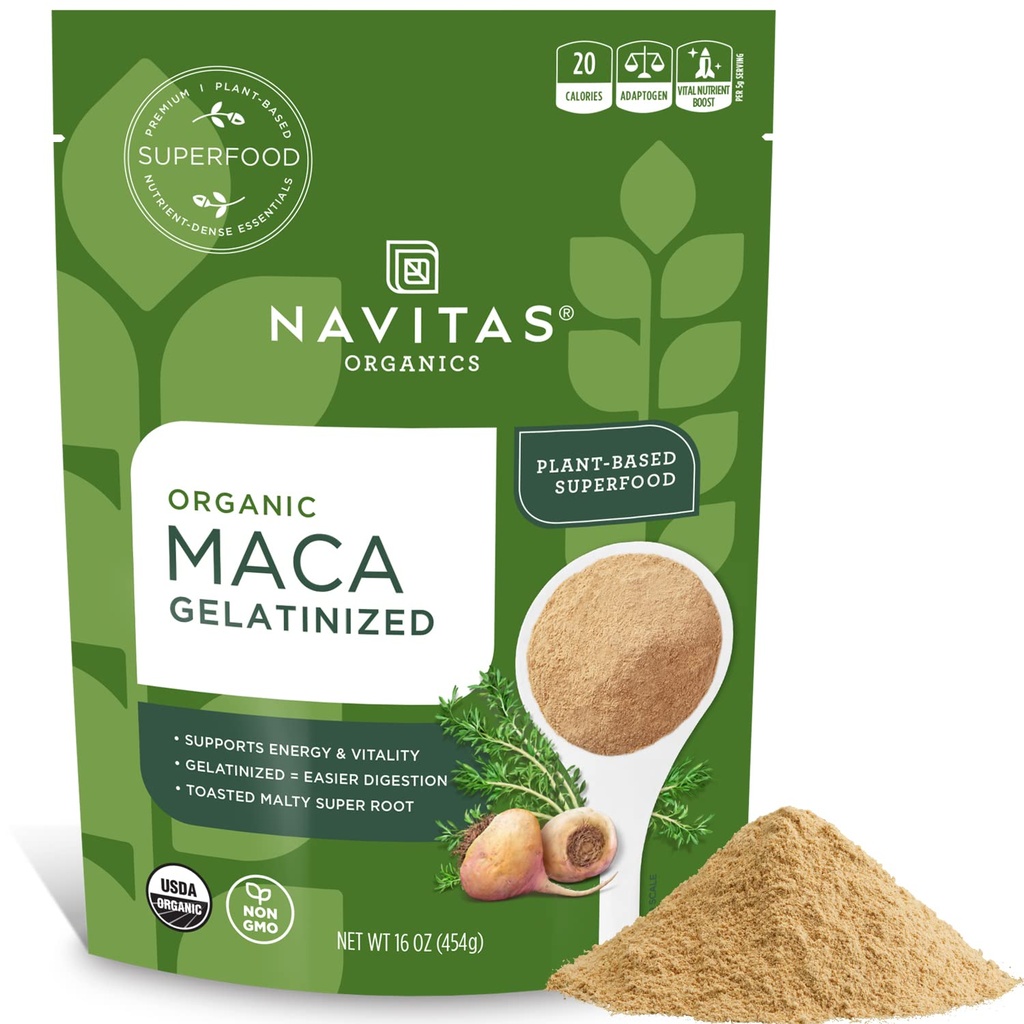 Navitas Organics Maca Gelatinized Powder, 16 oz. Bag, 90 Servings - Organic, Non-GMO, Glluténmentes (1-es csomag)