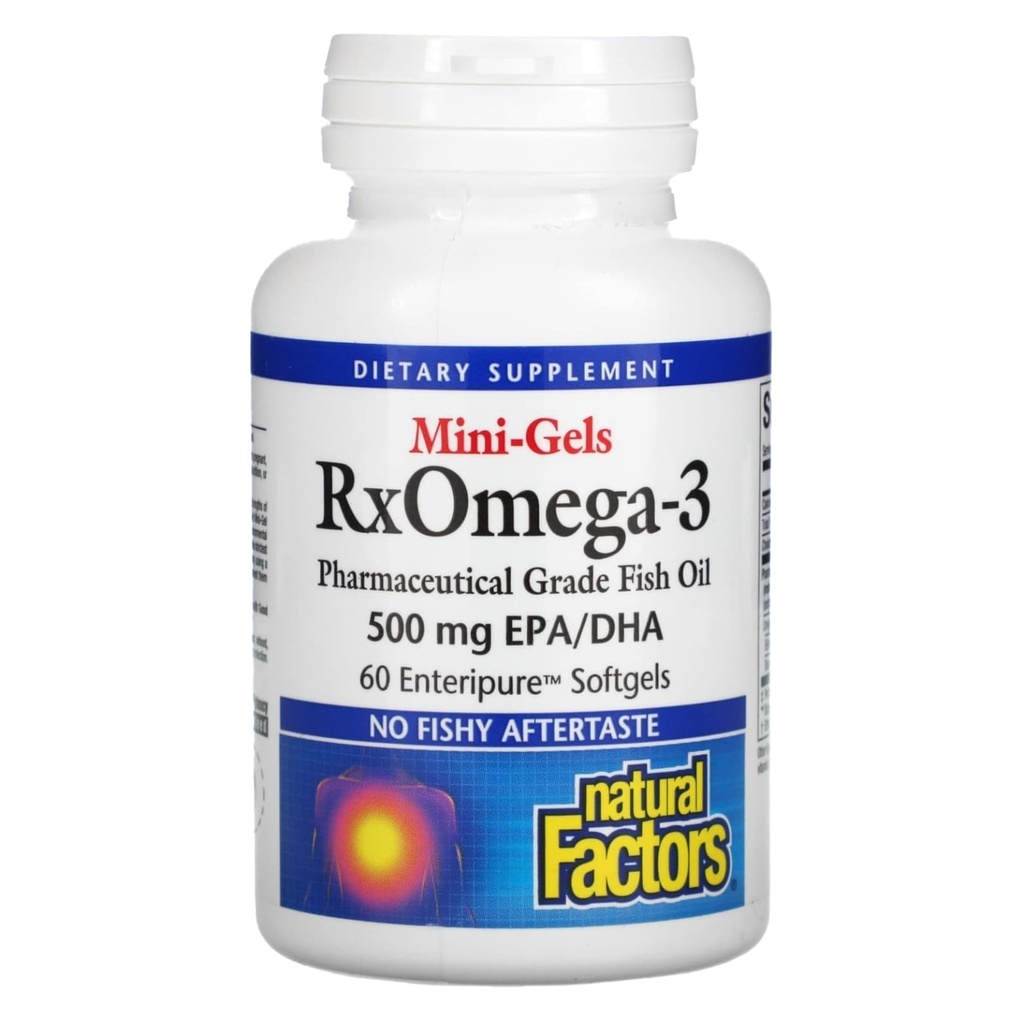 Natürliche Faktoren - Rx Omega-3 Faktoren Mini-Gels, EPA 350mg, DHA 140mg, Unterstützt Herz-Kreislauf-Gesundheit, 60 Weichgele