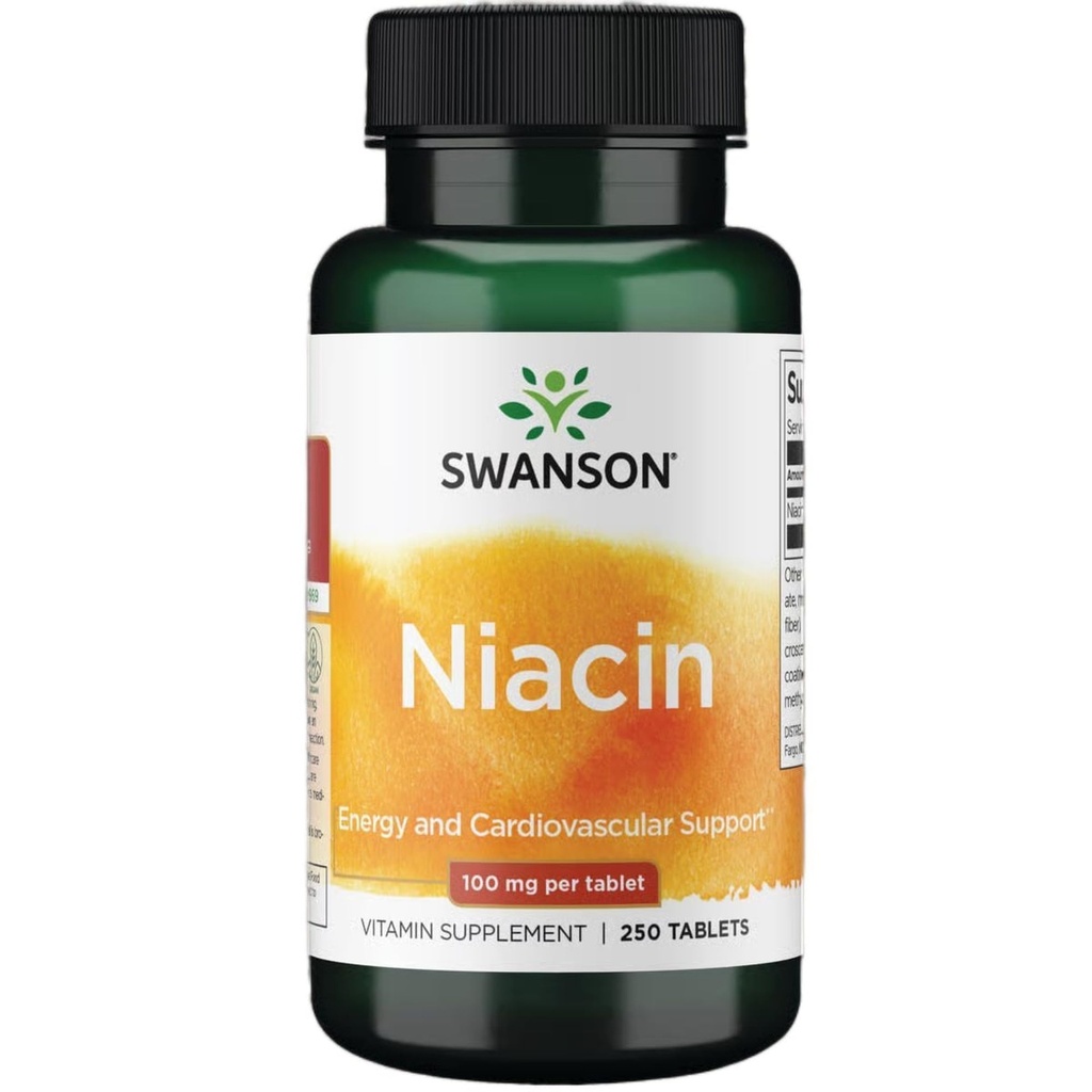 Swanson Niacin (Vitamin B3) - Vitamin-Ergänzung zur Unterstützung von Herz-Gesundheit und Kohlenhydrat-Mebolismus - Fördert natürliche Energieproduktion - (250 Tabletten, 100mg NE Jeder)