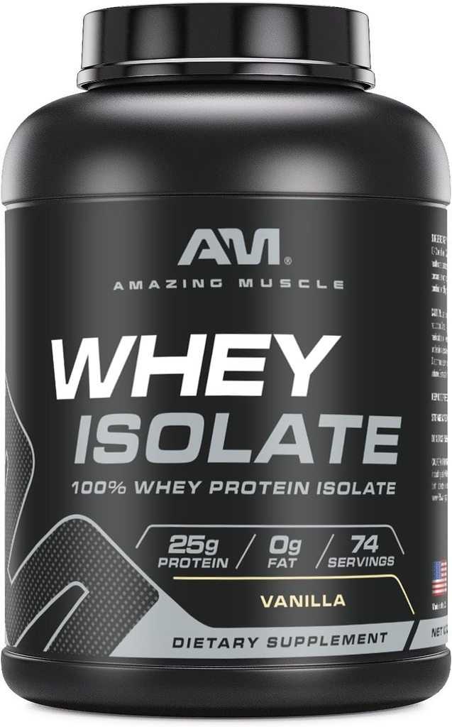 Amazing Muscle Whey Protein Isolate Promote 124; 25 Grams Protein Per Serving 124; 100% Whey Isolate Therapy 124; Zéró Zsírsavó 124; Made in USA (5 Lb, Vanilla)