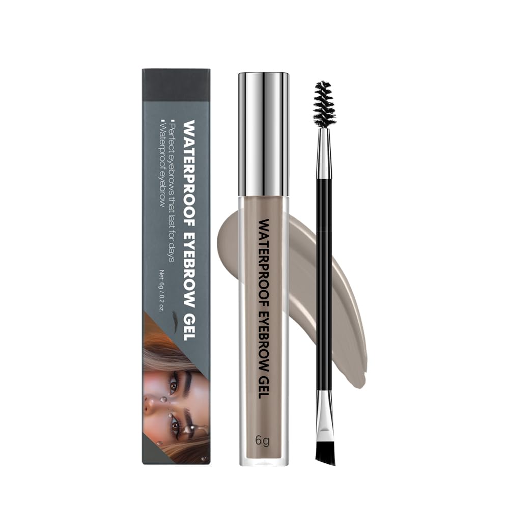 Wasserdichtes Augenbrauengel, schnelle Trocknung lang anhaltende Smudge Proof-Formel zur Erstellung natürlicher Blickbrauen, einfache Anwendung für alle Hauttypen (Smoky Grey, Large)