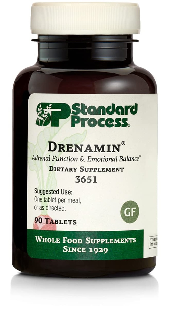 Standard Process Drenamin - Addenal Function Supplement for Healthy Stress Response - Támogatja az egészséges energiatermelést és a metabolizmust - Gluten- Free, Non- Dairy & Non- Soy - 90 tabletta (90 adag)