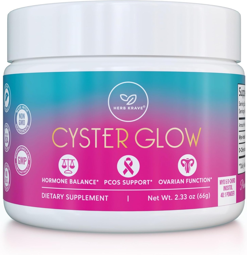 Cyster Glow Premium Myo-Inositol und D-Chiro Inositol Pulver PCOS Ergänzung für Frauen -Ideal 40:1 Ratio-Hormon Balance, Fertilität, Gesunde Ovarian Funktion -Vitamin B8-30 Day Supply