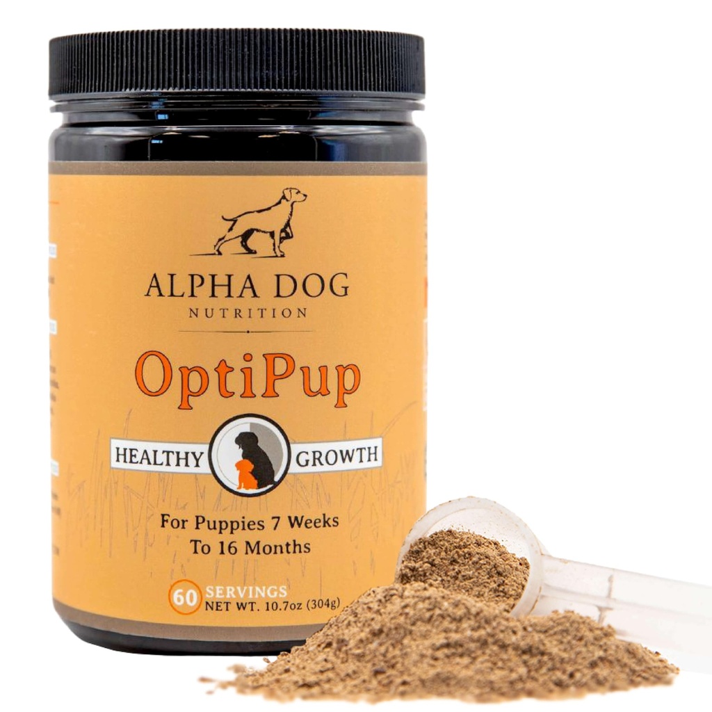 Alpha Dog Nutrition OptiPup All-in-1 Puppy Multivitamin Enthält 31 Superfoods inklusive Probiotika und Präbiotika für Verdauungsunterstützung, Haut- und Immungesundheit und Optimumwachstum (60 Portionen)