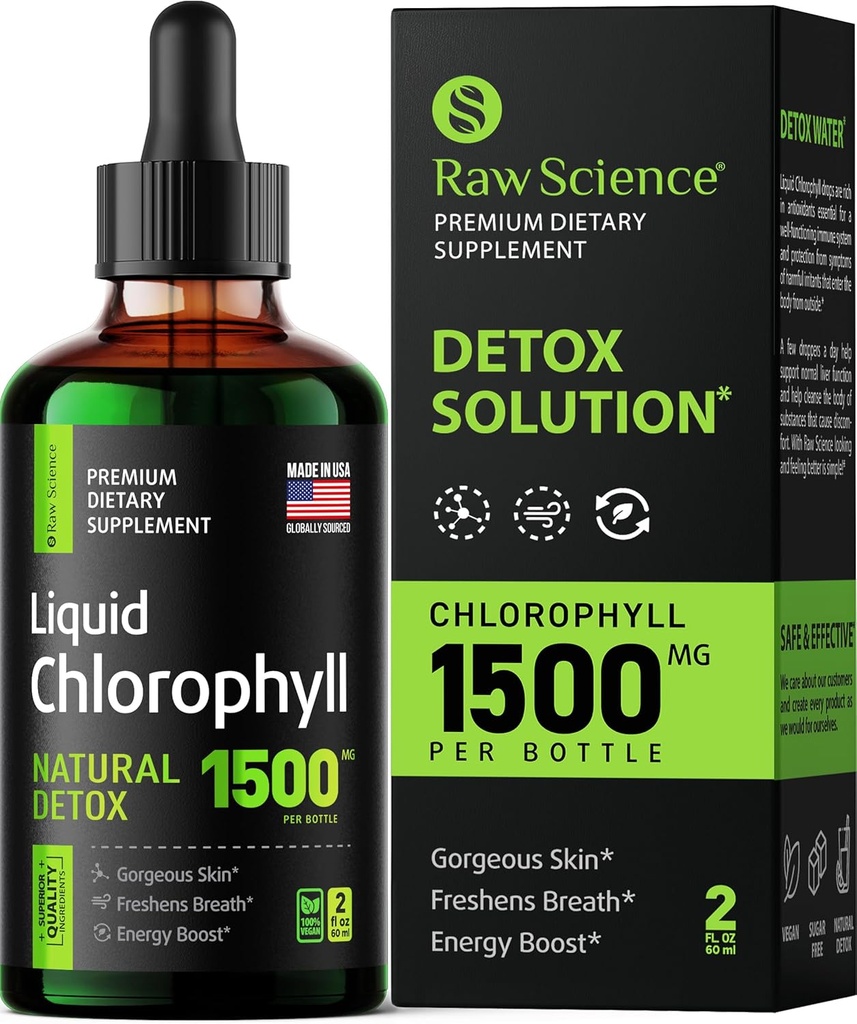 Chlorophyll Liquid Drops - Body Deodorizing Supplement, Natürliche Energie Boost, Organische Chlorophyll schnell absorbierende Vegan Liquid Chlorophyll – Boost Oxygen & intern Deodorant, Detox Liquid Oxygen Drops