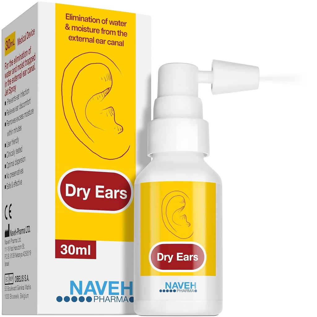 NAVEH PHARMA Dry Ears -Swimmers Ear Drops Spray - Ohr Trockentropfen für Schwimmer Erwachsene und Kinder/Entfernungswasser in Ohren und verhindern Schmerz, Infektion und Hörverlust (1 Fl Oz)