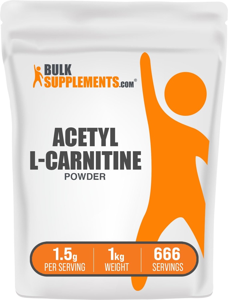 BulkSupplementals.com Acetil L- karnitin por - ALCAR por, acetil L- karnitin 1500mg, karnitin kiegészítés - glutén mentes, 1500mg per szerving, 5kg (11 £) (csomag 5)