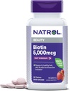 Natrol Beauty Biotin 5000mcg, Nahrungsergänzungsmittel für gesundes Haar, Haut, Nägel und Energie Stoffwechsel, 90 Erdbeer-Flavored Fast Dissolve Tabletten, 90 Tage Versorgung