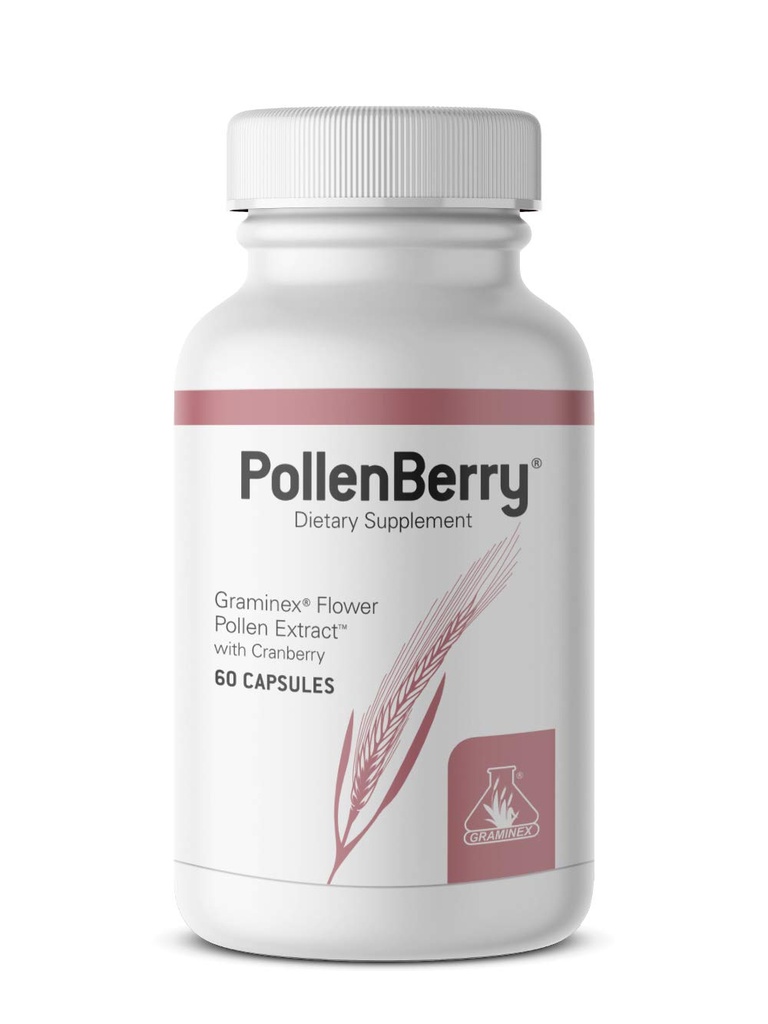 Graminex PollenBerry Nahrungsergänzung - G60 Konzentrierte Blume Pollenextrakt, Cranberry Pulver - Unterstützt Haut, Urinär Trakt und Blasengesundheit - Natürliches Antioxidans, 60 Kapseln