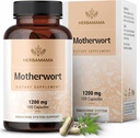 HERBAMAMA Mutterwort Kapseln – Natürliche Menopause Ergänzungen* für Frauen – 1.200mg Mutterwort Kräuterpulver pro Servierung für Damen-Mood & Calm Unterstützung – Vegan, Non-GMO – 50-Day Supply