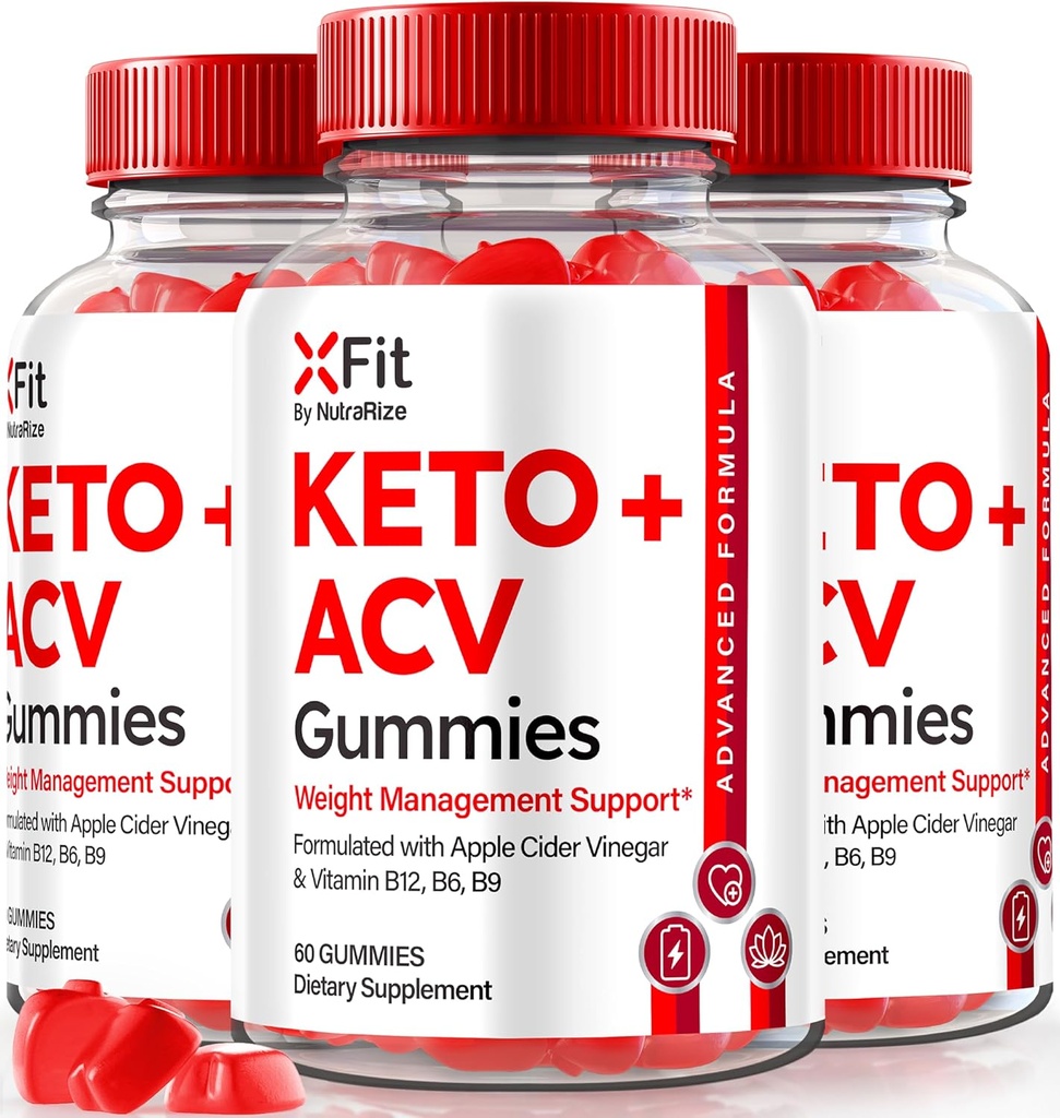 (3 Pack) Xfit Keto ACV Gummis, Offizielle Keto+ACV Weight Loss Formula, All Natural Apple Cider Essig 1000MG, X Fit Keto Plus ACV Gummy für Gesundheit und Fitness, Xfit ACV Keto Gomitas (180 Gummi)