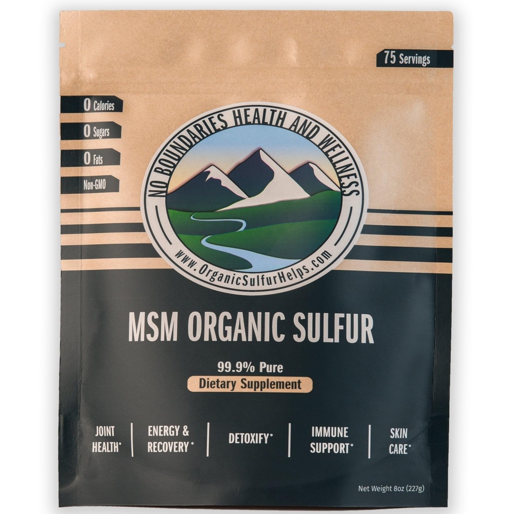 MSM Organic Sulfur Crystals by No Bountain Health and Wellness - All-Natural, Premium Health Supplement: 99,9% Tiszta MSM - Előnyök: Közös fájdalom, allergia, bőr, haj és körmök egészség - No Fillers
