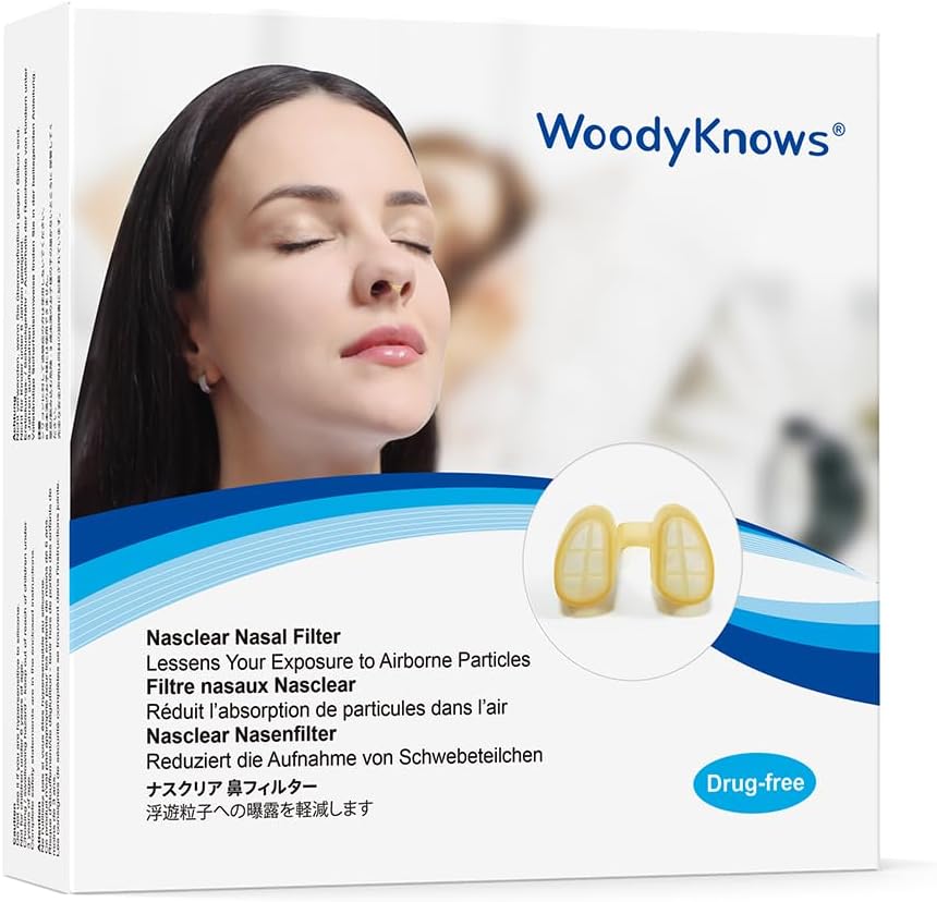 WoodyKnows Nasclear Nasal Filter, Modell 2024, Saisonale Allergien und industrielle Verschmutzungshilfe, öffentliche Verkehrsmittel und Tierpflege (Trial S/M/L/XL)