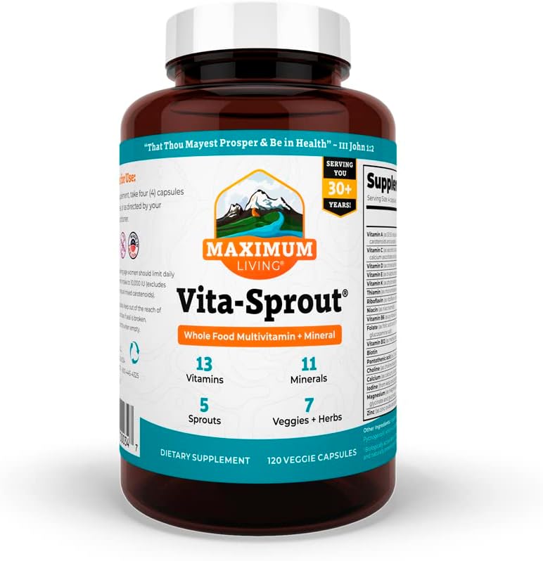 Maximális élettartam - Vita- Sprout Teljes értékű élelmiszerek Multivitamin & Phytonutrient Blend - 120 kapszula