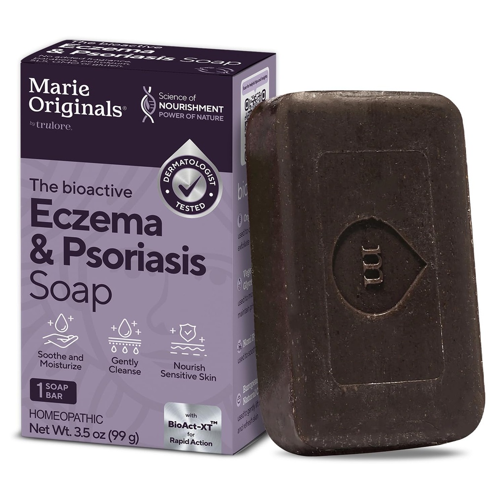 Marie Originals Eczema Face Soap Body Wash Bar – Alle natürlichen Psoriasis, Dermatitis Behandlung für trockenes juckendes Flaky Skin Relief – Sanfte Entgiftung, Heilung, Anti-Itch, Reinigung Hautpflege (Pack von 1)