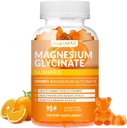 Magnesium-Glycinat-Gummien 1000mg, hohe Absorption Zucker Kostenlose Magnesium-Kalium-Ergänzung für Entspannung, Entlastungsstress und Schlafunterstützung für Erwachsene & Kinder - 90 Orangen-Gummien