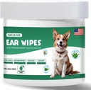 Kutya fül tisztító törli 100 gróf, gyengéd pH kiegyensúlyozott a fül viasz, Odor & Itch Relief, hypoallergén alkoholmentes Aloe Vera, Biztonságos kutyafülek