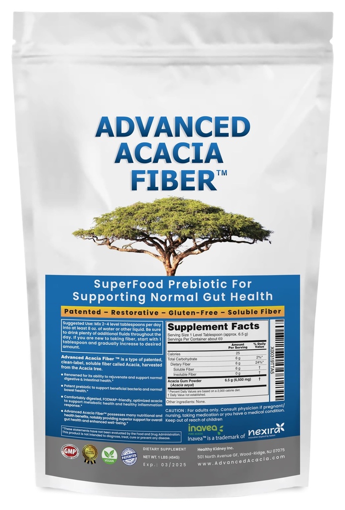 Advanced Acacia Fiber Powder 16oz Organic Soluble Fiber Leaky Gut Repair Powder. Natural Supplement for Gut Health, Regularity, Digestive Rejuvenation